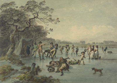 Bruslení v Hyde Parku, cca 1785 (pero, inkoust a wc na papíře) od Julius Caesar Ibbetson