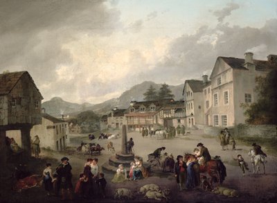 Tržiště v Ambleside od Julius Caesar Ibbetson