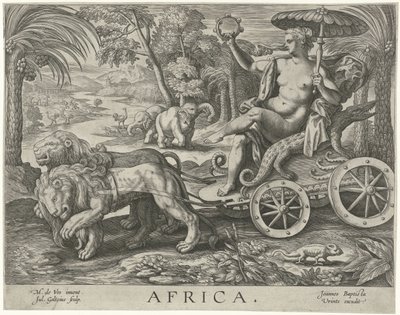 Afrika Afrika (název na předmětu) Čtyři kontinenty (název série) od Julius Goltzius