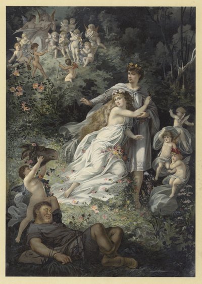Ilustrace ke hře Sen noci svatojánské (chromolitho) od Julius Hoeppner
