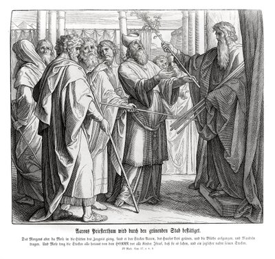 Aaronovo kněžství je potvrzeno, Numbers od Julius Schnorr von Carolsfeld