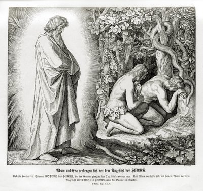 Adam a Eva skrývají svou nahotu, Genesis od Julius Schnorr von Carolsfeld