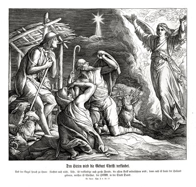 Pastýřům se zjevuje anděl, Lukášovo evangelium od Julius Schnorr von Carolsfeld