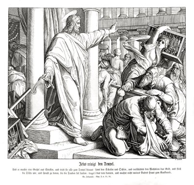 Čištění chrámu, Janovo evangelium od Julius Schnorr von Carolsfeld