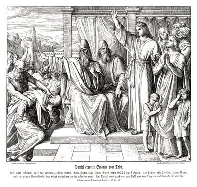 Daniel ušetří Susannin život, Susannu a Daniela od Julius Schnorr von Carolsfeld