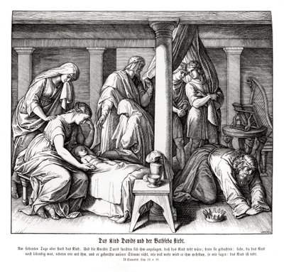 Dítě Davida a Batšeby umírá, 2. Samuelova od Julius Schnorr von Carolsfeld