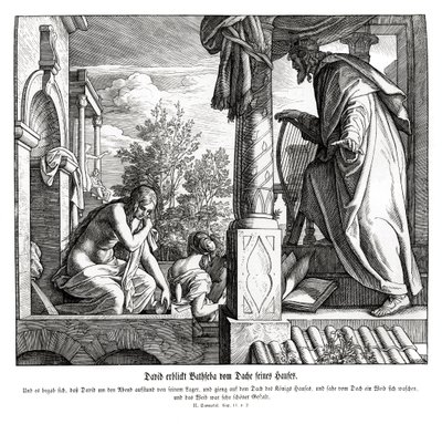 David vidí Batšebu na střeše, 2. Samuelova od Julius Schnorr von Carolsfeld