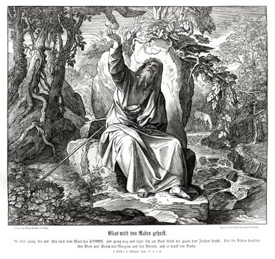Eliáš je krmen havrany od Julius Schnorr von Carolsfeld