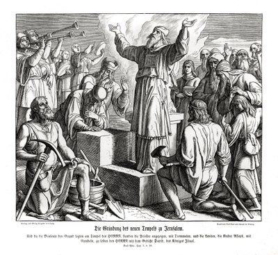 Založení nového chrámu v Jeruzalémě, Ezra od Julius Schnorr von Carolsfeld