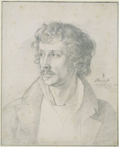 Friedrich Olivier ve věku 25 let, poprsní portrét, pohled směrem doleva od Julius Schnorr von Carolsfeld