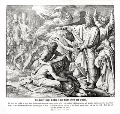 Izraelité dostávají jídlo na poušti, Exodus od Julius Schnorr von Carolsfeld