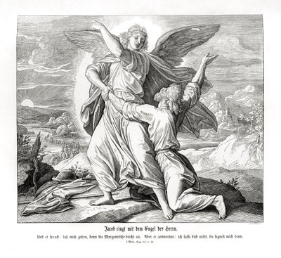 Jákob zápasící s andělem, Genesis od Julius Schnorr von Carolsfeld