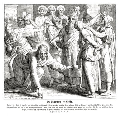Ježíš a cizoložná žena, Janovo evangelium od Julius Schnorr von Carolsfeld