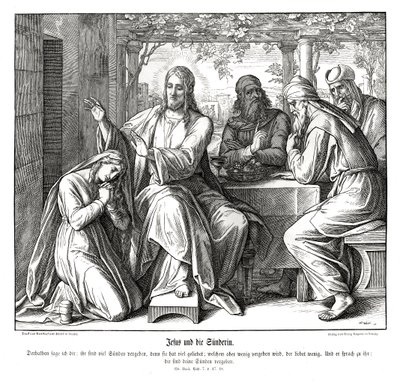 Ježíš a hříšná žena, Lukášovo evangelium od Julius Schnorr von Carolsfeld