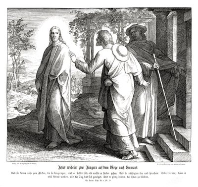 Ježíš se zjevuje dvěma učedníkům, evangelium Lukáše od Julius Schnorr von Carolsfeld