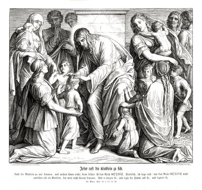 Ježíš k sobě volá děti, Markovo evangelium od Julius Schnorr von Carolsfeld