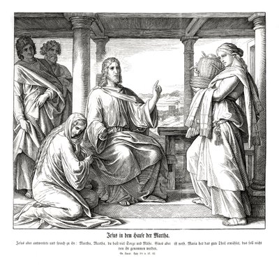 Ježíš v domě Marty, Lukášovo evangelium od Julius Schnorr von Carolsfeld