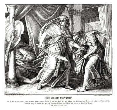 Judith usekne hlavu Holofernesovi, knize Judith od Julius Schnorr von Carolsfeld