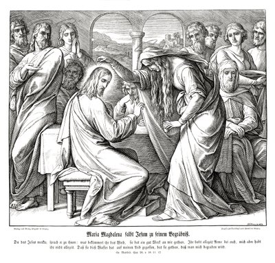 Marie Magdalena pomazává Ježíše, Matoušovo evangelium od Julius Schnorr von Carolsfeld