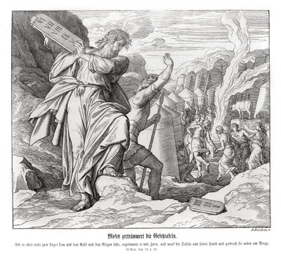 Mojžíš láme desky s přikázáními, Exodus od Julius Schnorr von Carolsfeld