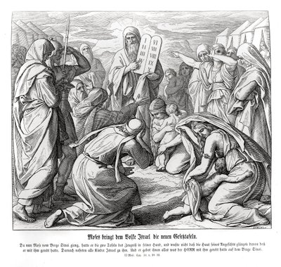 Mojžíš doručuje přikázání, Exodus od Julius Schnorr von Carolsfeld