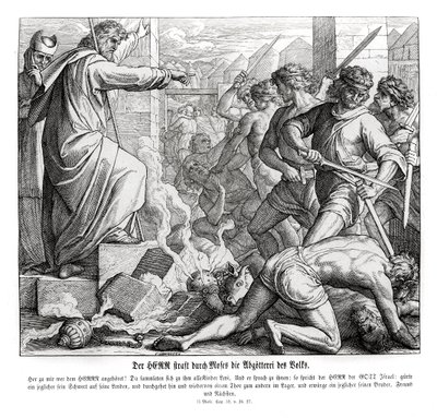 Mojžíš trestá lid za jejich modlářství, Exodus od Julius Schnorr von Carolsfeld