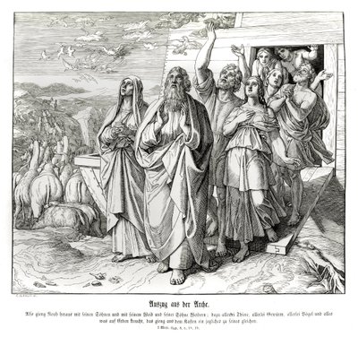 Noe a jeho rodina po potopě, Genesis od Julius Schnorr von Carolsfeld