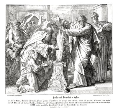 Pavla a Barnaba v Lystrii, Skutky apoštolů od Julius Schnorr von Carolsfeld