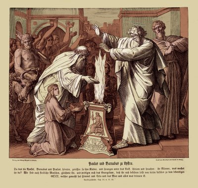 Pavla a Barnaba v Lystrii, Skutky apoštolů od Julius Schnorr von Carolsfeld