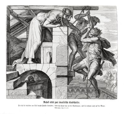 Rahab zachrání dva izraelské muže, Joshuu od Julius Schnorr von Carolsfeld