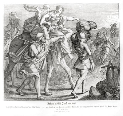 Rebecca z dálky vidí Izáka, Genesis od Julius Schnorr von Carolsfeld