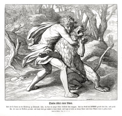 Samson zabije lva, soudci od Julius Schnorr von Carolsfeld