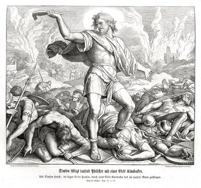 Samson zabije tisíc Pelištejců, soudci od Julius Schnorr von Carolsfeld