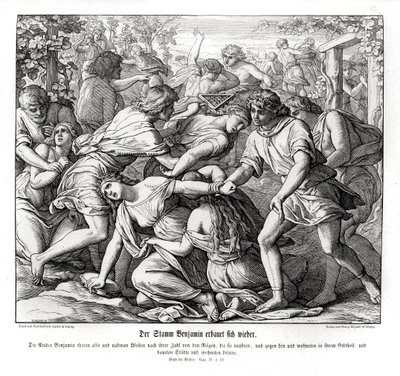 Synové Benjaminovi a dcery Shilo, soudci od Julius Schnorr von Carolsfeld