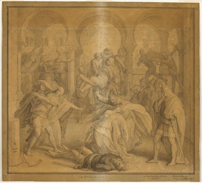 Konec Nibelungů - Kriemhildina smrt od Julius Schnorr von Carolsfeld