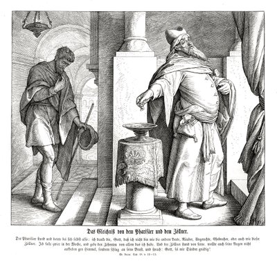 Farizeus a publikán, evangelium Lukášovo od Julius Schnorr von Carolsfeld