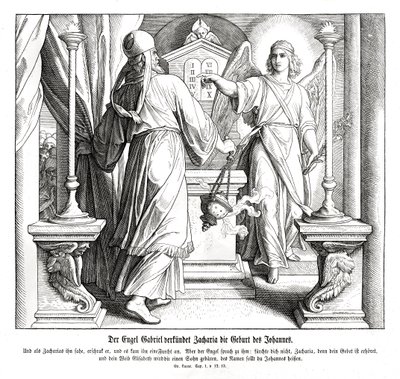 Anděl Gabriel se zjevuje Zachariášovi, Lukáši od Julius Schnorr von Carolsfeld