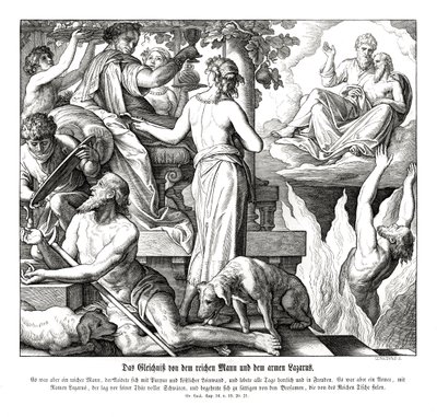 Bohatý muž a žebrák Lazar, Lukášovo evangelium od Julius Schnorr von Carolsfeld
