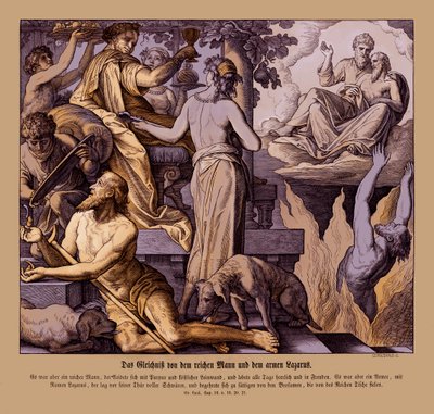 Bohatý muž a žebrák Lazar, Lukášovo evangelium od Julius Schnorr von Carolsfeld