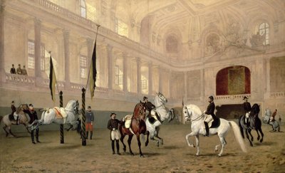 Ranní cvičení na Hofreitschule, Josephsplatz, 1890 od Julius von Blaas  