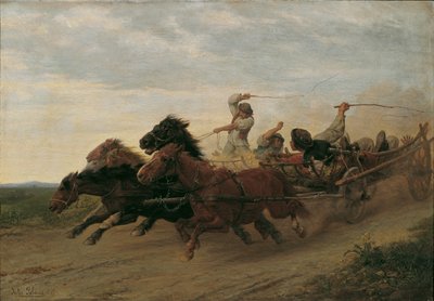 Závod opilých slovenských sedláků od Julius von Blaas d. Ä.