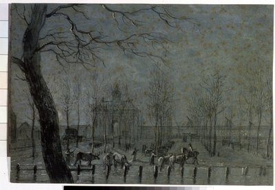 ""Brána Utrechtu v Holandsku"" Kresba křídou Jurriaan Andriessen (1742-1819) 1797 Puškinovo muzeum, Moskva od Jurriaan Andriessen