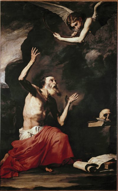 Svatý Jeroným a anděl (olej na plátně od Jusepe de Ribera