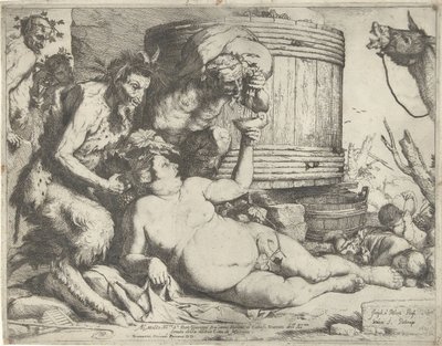 Silenus u vinného sudu od Jusepe de Ribera