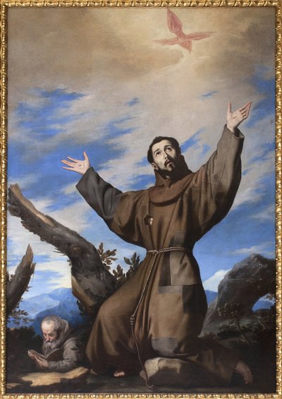 Stigmatizace svatého Františka z Assisi. Obraz z dílny Jose de Ribera dit il Spagnoletto „Španěl““ (1591-1652), olej na plátně od Jusepe de Ribera
