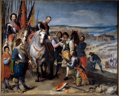 Třicetiletá válka (1618-1648). Nizozemský guvernér předal klíče markýzi z Balbases Ambrosiu de Spinola (1569-1630), který se roku 1622 zmocnil Julierse. Obraz Jusepe Leonardo (1601-1656) od Jusepe or Jose (c.1605 1656) Leonardo