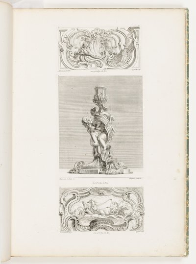 Ornament Panel with Shell Fountain lemovaný Garlands and Volutes, pl. 22 v Oeuvre de Juste-Aurèle od Juste Aurèle Meissonnier