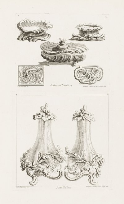 Sallieres et Tabatières (Slané misky a tabatěrky), talíř 69 v Oeuvres od Juste Aurèle Meissonnier