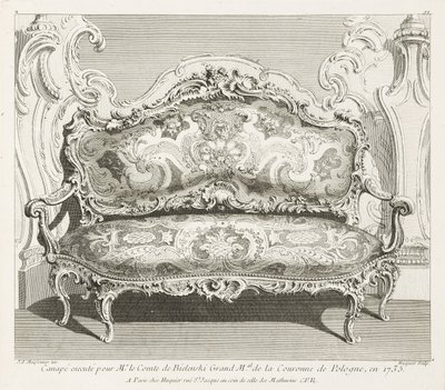 Pohovka vyrobená pro hraběte Bělinského, velmistra polské koruny v roce 1735; Pohovka vyrobená pro hraběte Bělinského v roce 1735, 4. deska od Juste Aurèle Meissonnier