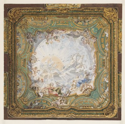 Chariot of Apollo, Design stropu pro kabinet hraběte Bielinského, Varšava, Polsko od Juste Aurèle Meissonnier